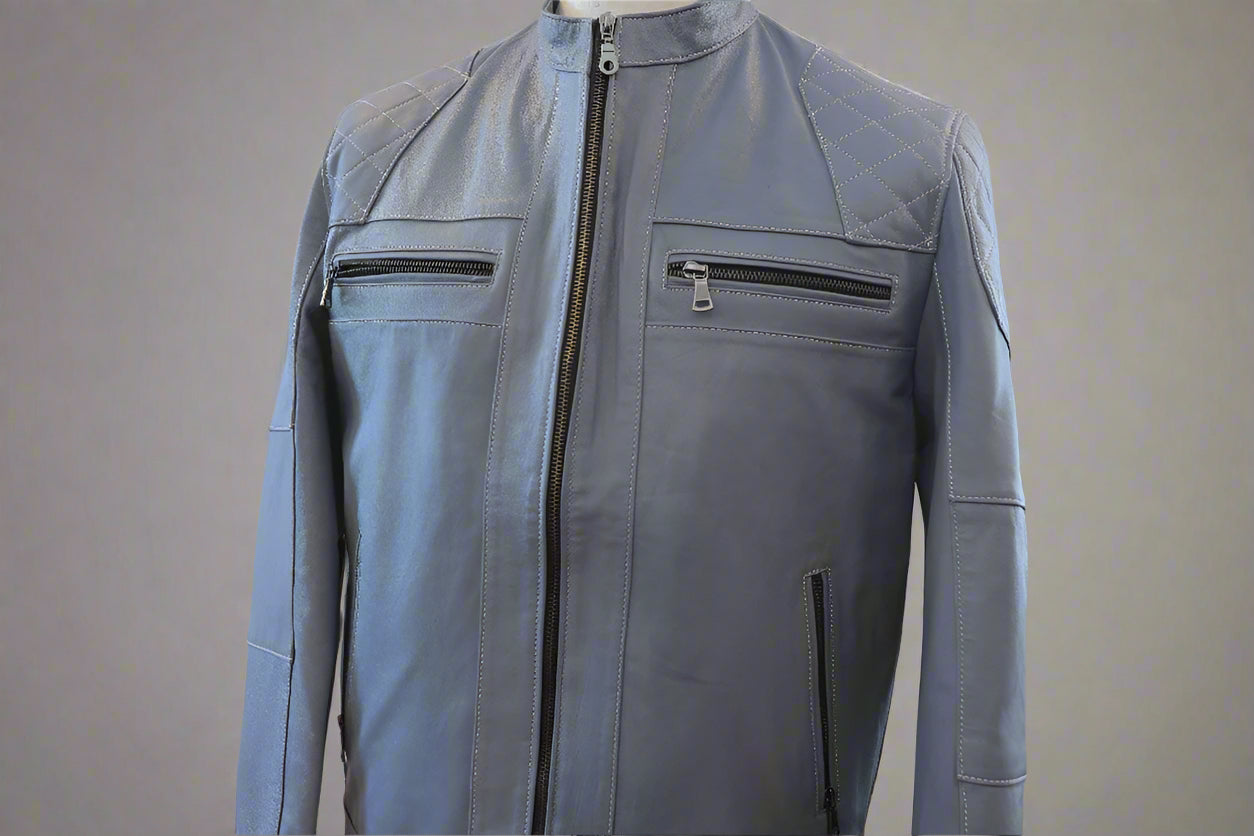 Storm Grey Moto Jacket – Premium Leather Craftsmanship for Bikers